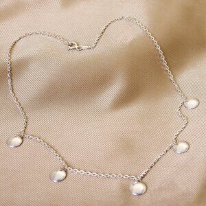 Elegant Sterling Silver Link Necklace with Disks, Stamped 925 Italy